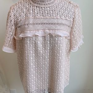 Zara high collar lace top